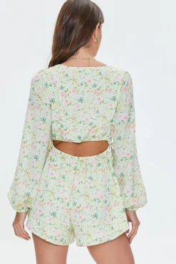Floral Print Cutout Romper