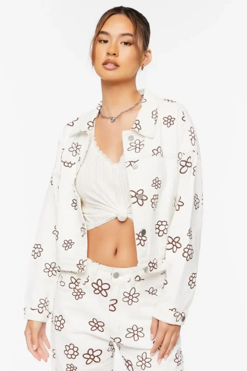 Floral Print Denim Trucker Jacket