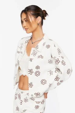 Floral Print Denim Trucker Jacket