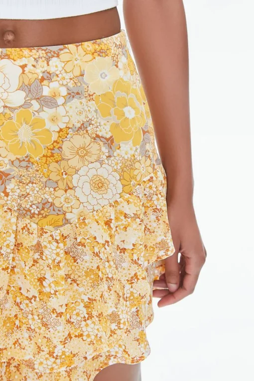 Floral Print High-Low Skirt