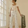 Floral Print High-Rise Flare Pants