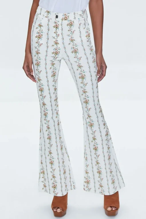 Floral Print High-Rise Flare Pants
