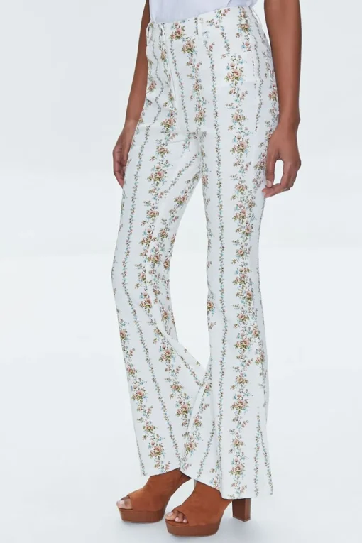 Floral Print High-Rise Flare Pants