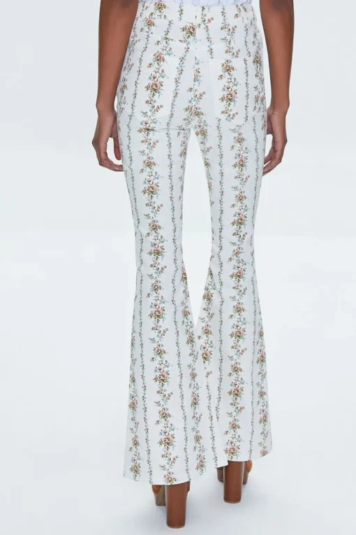 Floral Print High-Rise Flare Pants