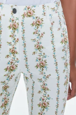 Floral Print High-Rise Flare Pants