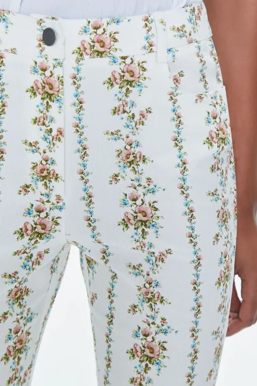 Floral Print High-Rise Flare Pants