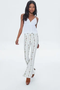 Floral Print High-Rise Flare Pants
