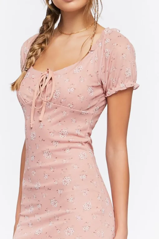Floral Print Mesh Midi Dress
