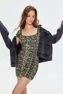 Floral Print Mini Bodycon Dress