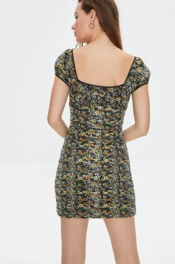 Floral Print Mini Bodycon Dress