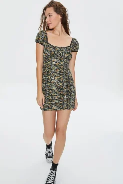 Floral Print Mini Bodycon Dress
