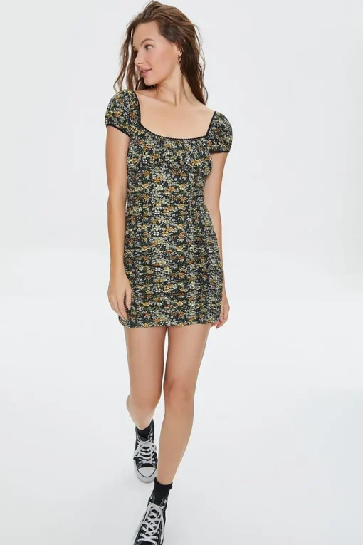 Floral Print Mini Bodycon Dress