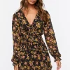 Floral Print Peasant Sleeve Dress