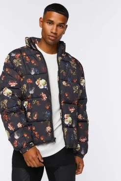Floral Print Puffer Jacket
