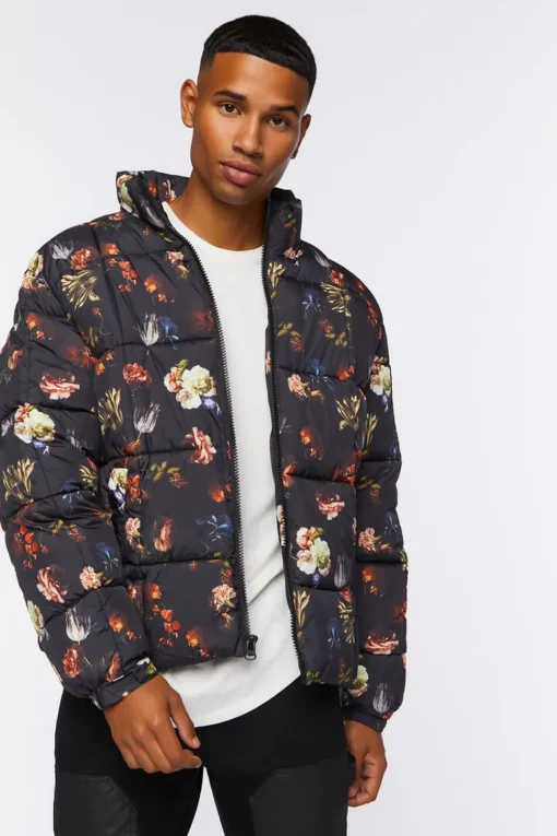 Floral Print Puffer Jacket