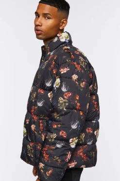 Floral Print Puffer Jacket