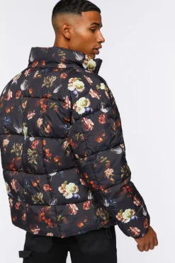 Floral Print Puffer Jacket