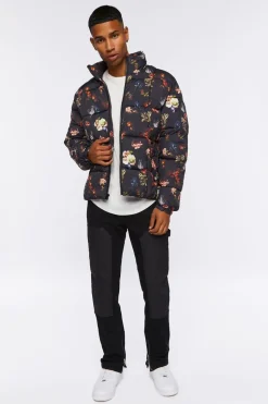 Floral Print Puffer Jacket