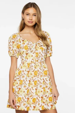 Floral Print Puff-Sleeve Mini Dress