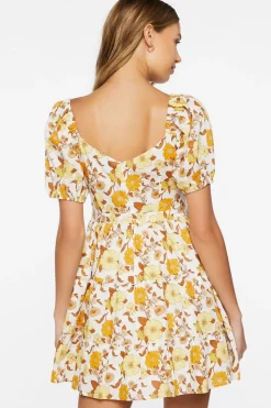 Floral Print Puff-Sleeve Mini Dress