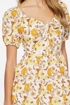 Floral Print Puff-Sleeve Mini Dress
