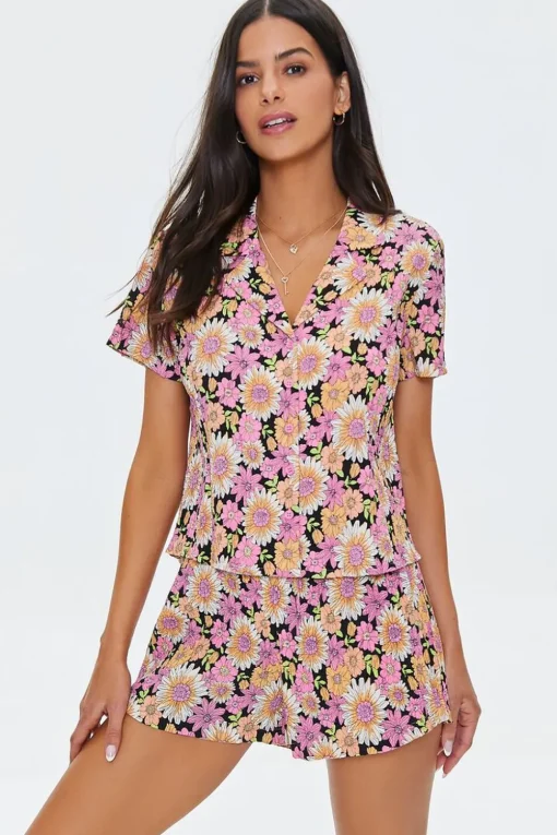 Floral Print Relaxed-Fit Shorts