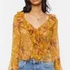 Floral Print Ruffled Flounce Top
