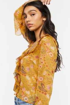 Floral Print Ruffled Flounce Top