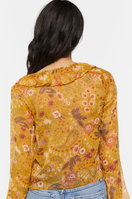 Floral Print Ruffled Flounce Top