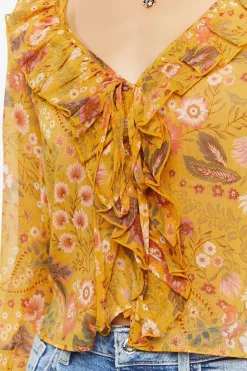 Floral Print Ruffled Flounce Top