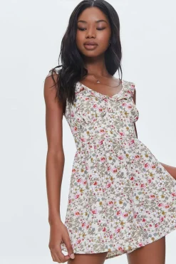 Floral Print Ruffle-Trim Romper