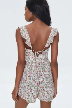 Floral Print Ruffle-Trim Romper