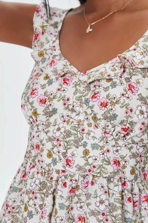 Floral Print Ruffle-Trim Romper