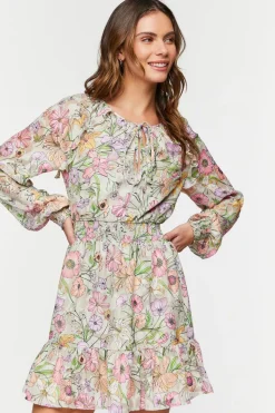 Floral Print Smocked Mini Dress