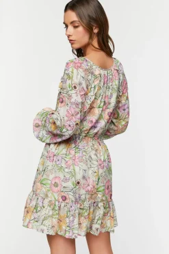 Floral Print Smocked Mini Dress