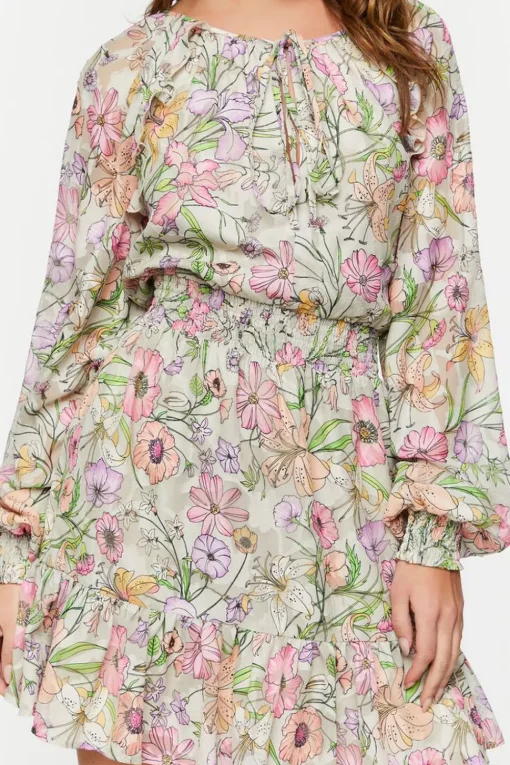Floral Print Smocked Mini Dress