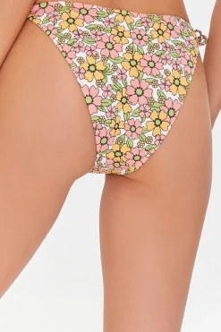 Floral Print String Bikini Bottoms