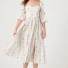 Floral Print Sweetheart Midi Dress