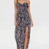 Floral Print Sweetheart Maxi Dress