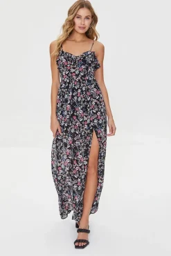 Floral Print Sweetheart Maxi Dress