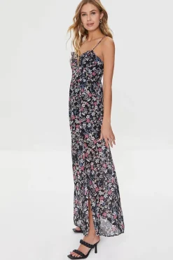 Floral Print Sweetheart Maxi Dress