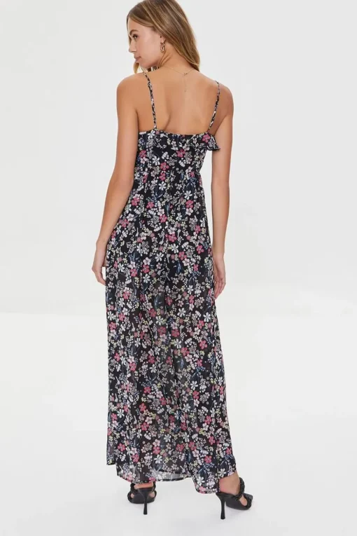 Floral Print Sweetheart Maxi Dress