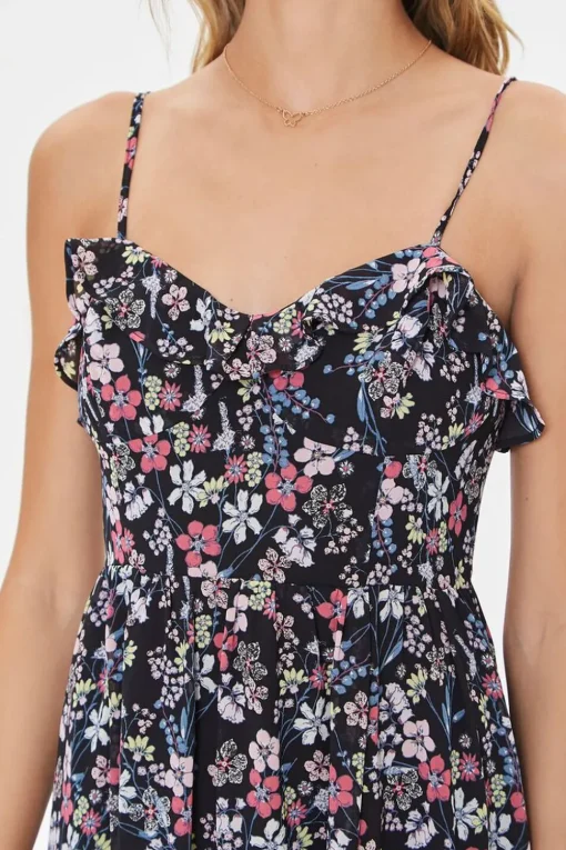 Floral Print Sweetheart Maxi Dress