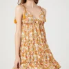 Floral Print Tassel Mini Dress