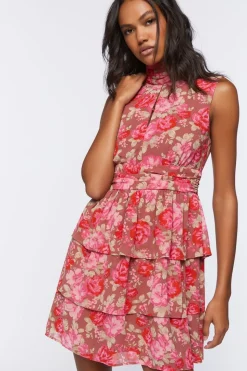 Floral Print Tiered Mini Dress