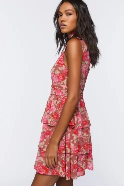Floral Print Tiered Mini Dress