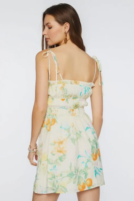 Floral Print Tie-Strap Mini Dress