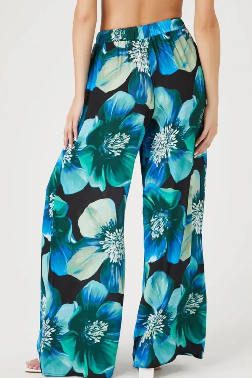 Floral Print Wide-Leg Pants