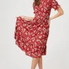 Floral Puff-Sleeve Midi Dress