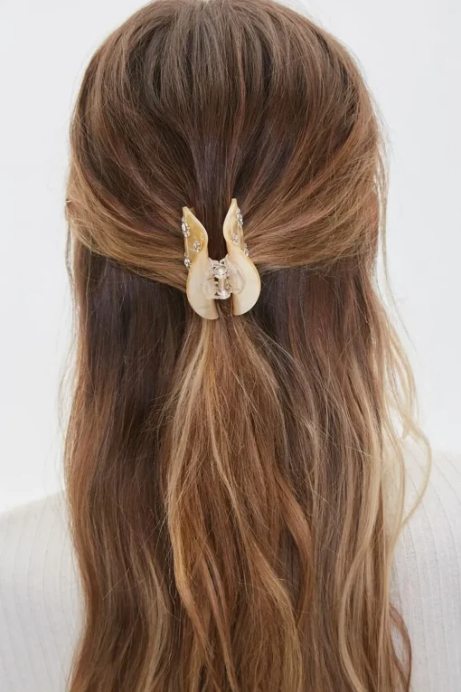 Floral Rhinestone Hair Claw Clip